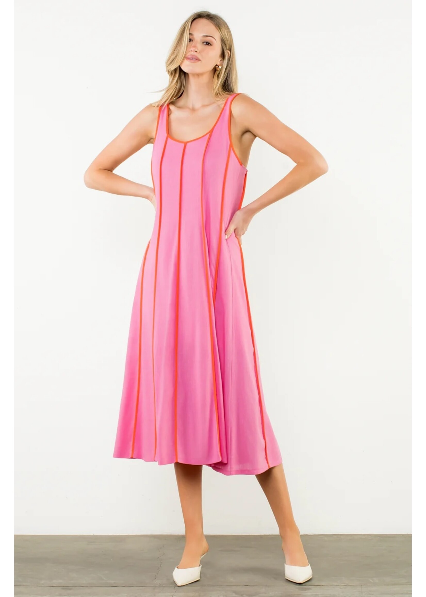 THML Sleeveless Striped Midi Dress