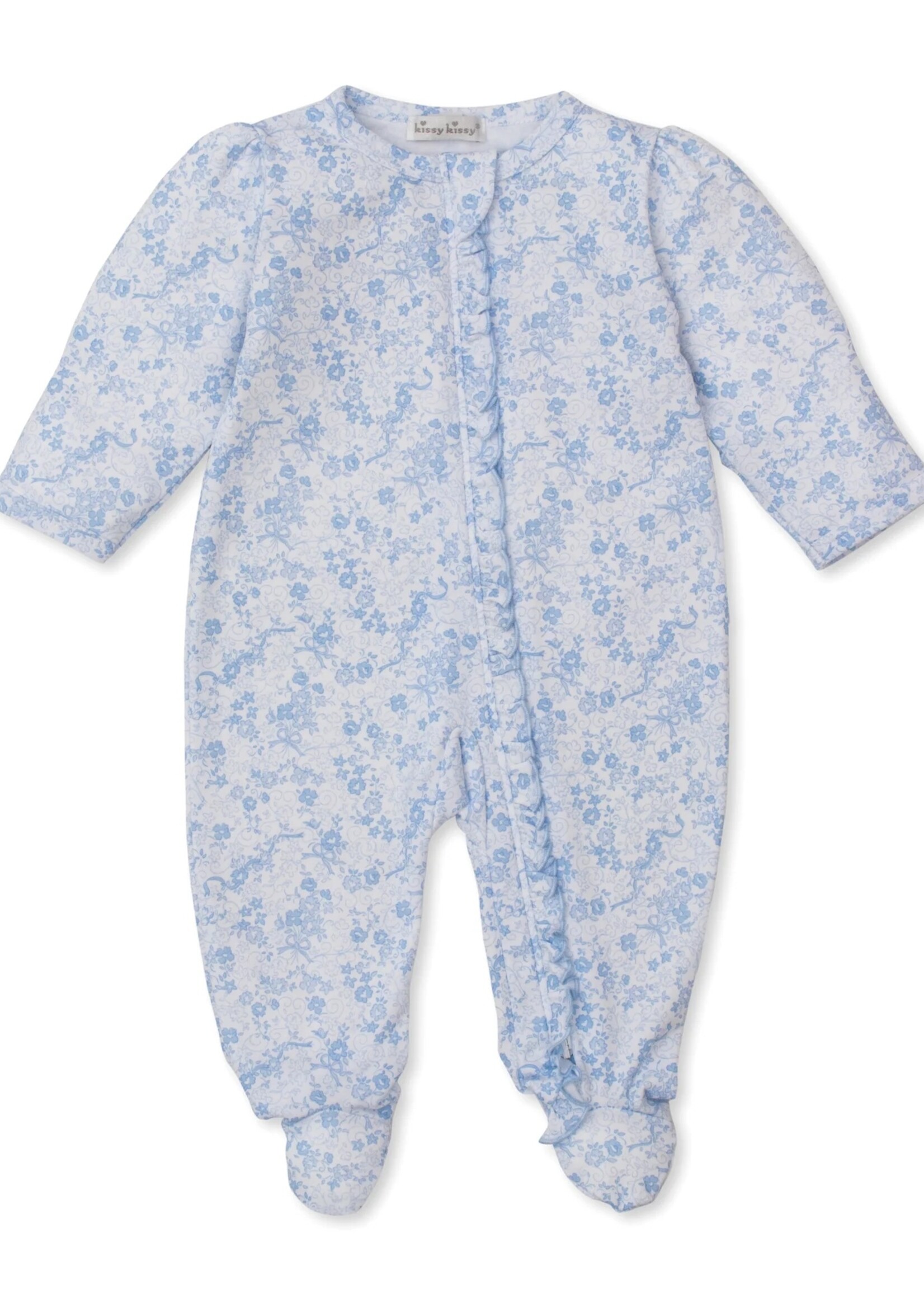 Kissy Kissy Old English Roses Light Blue Footie