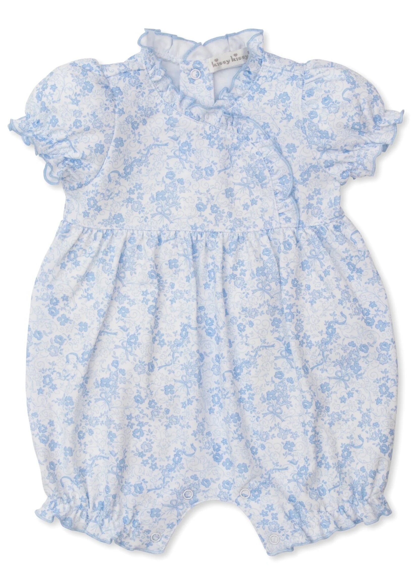 Kissy Kissy Old English Roses Light Blue Short Playsuit
