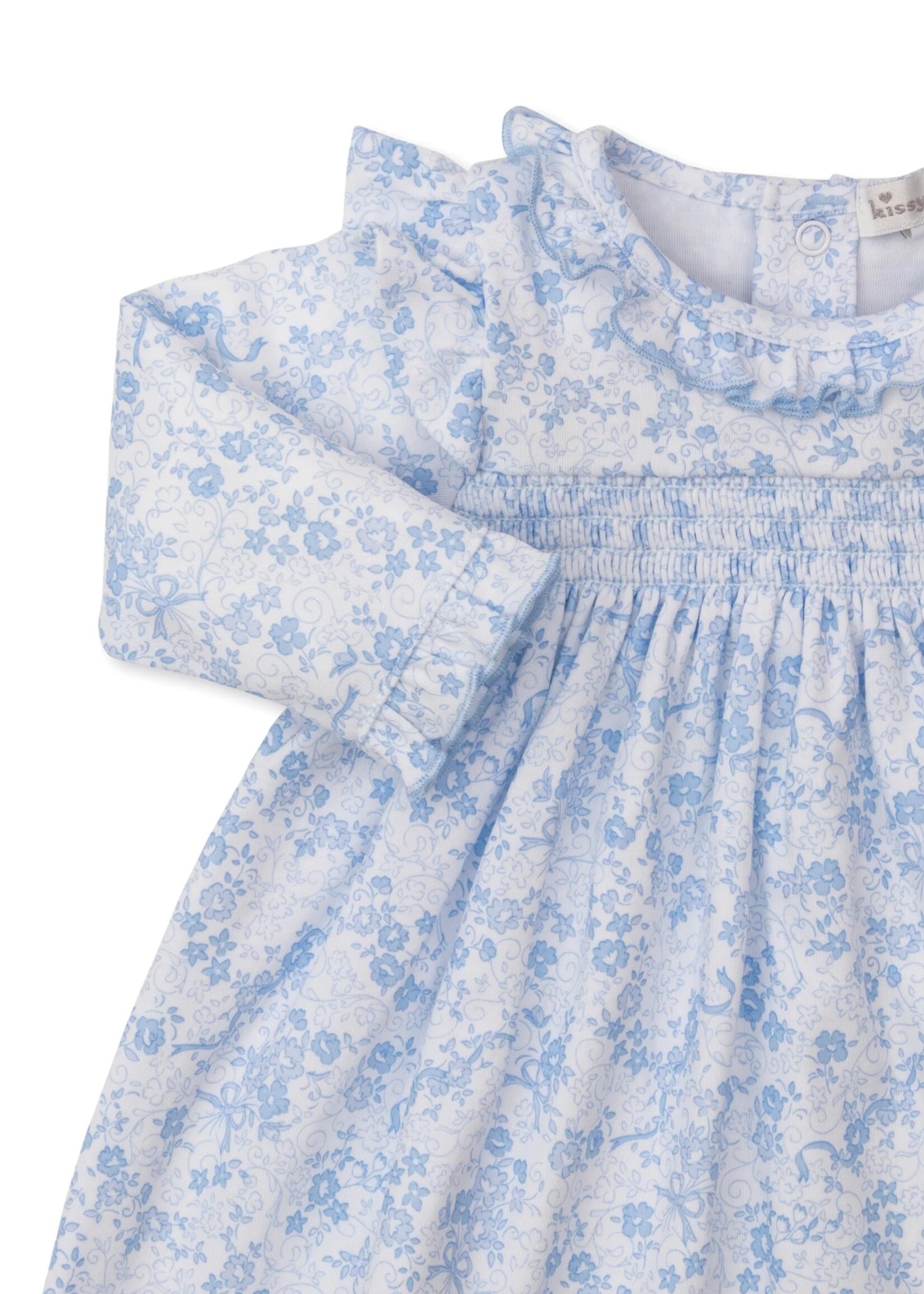 Kissy Kissy Old English Roses Light Blue Dress Set Smocked