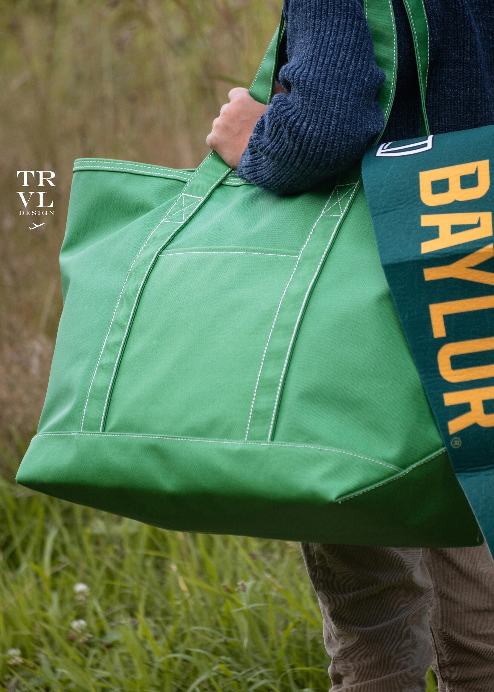 TRVL DESIGN Maxi Tote - Coated Canvas Large Kelly Green