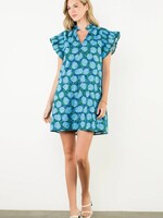 THML Flutter Sleeve Hydrangea r Print Dress