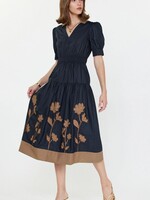 current air Vneck Midi Dress w/Elasticized Waist