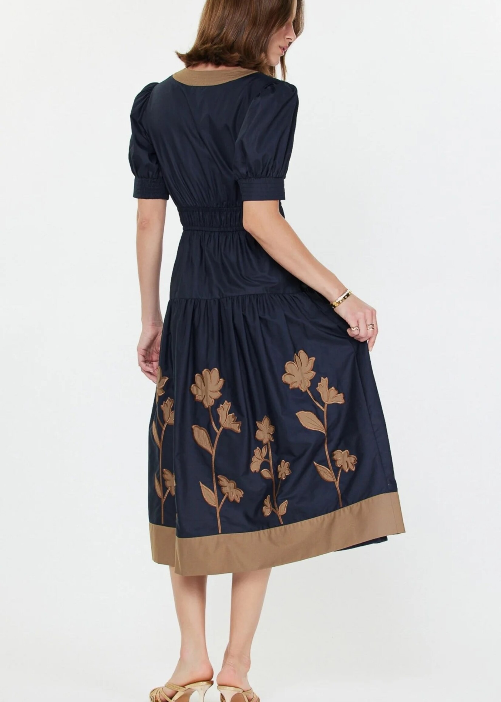 current air Vneck Midi Dress w/Elasticized Waist