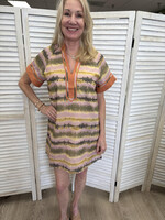 THML Short Sleeve V-Neck Abstract Dress