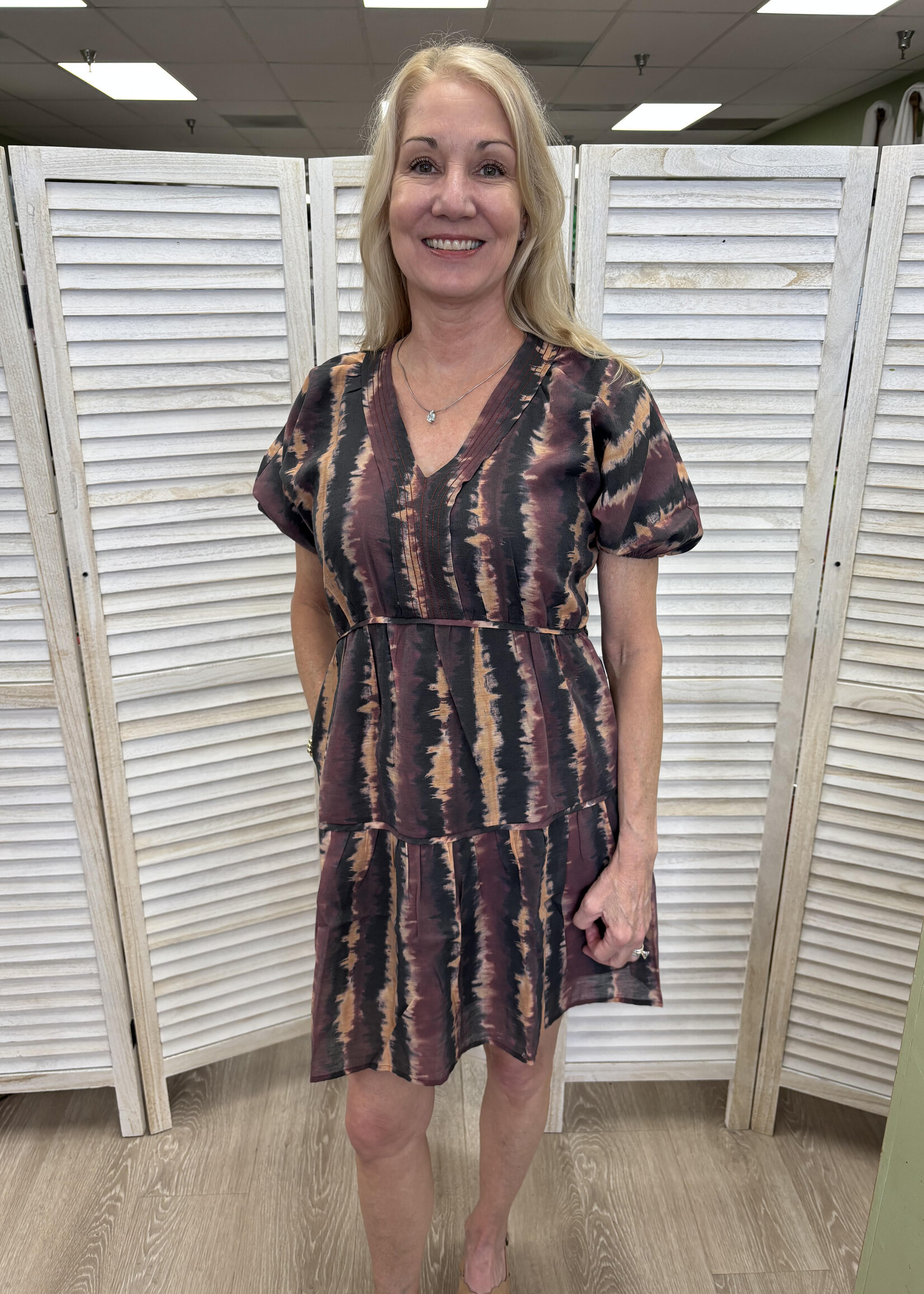 THML Short Sleeve Tie Dye Dress