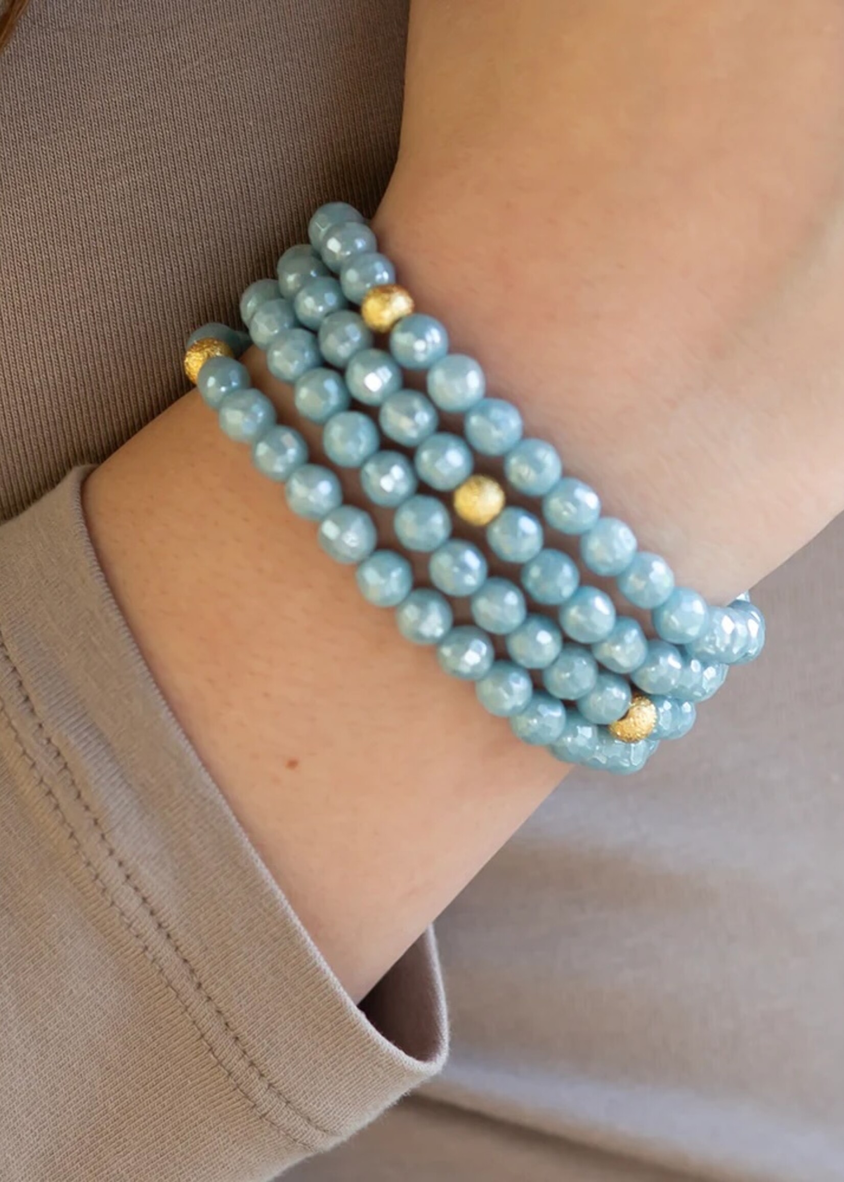 Lenny & Eva Gemstone Bracelet  Faceted Aquamarine 6mm