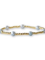 Lenny & Eva Gilded Gold Beaded Bracelet - Dot Aquamarine