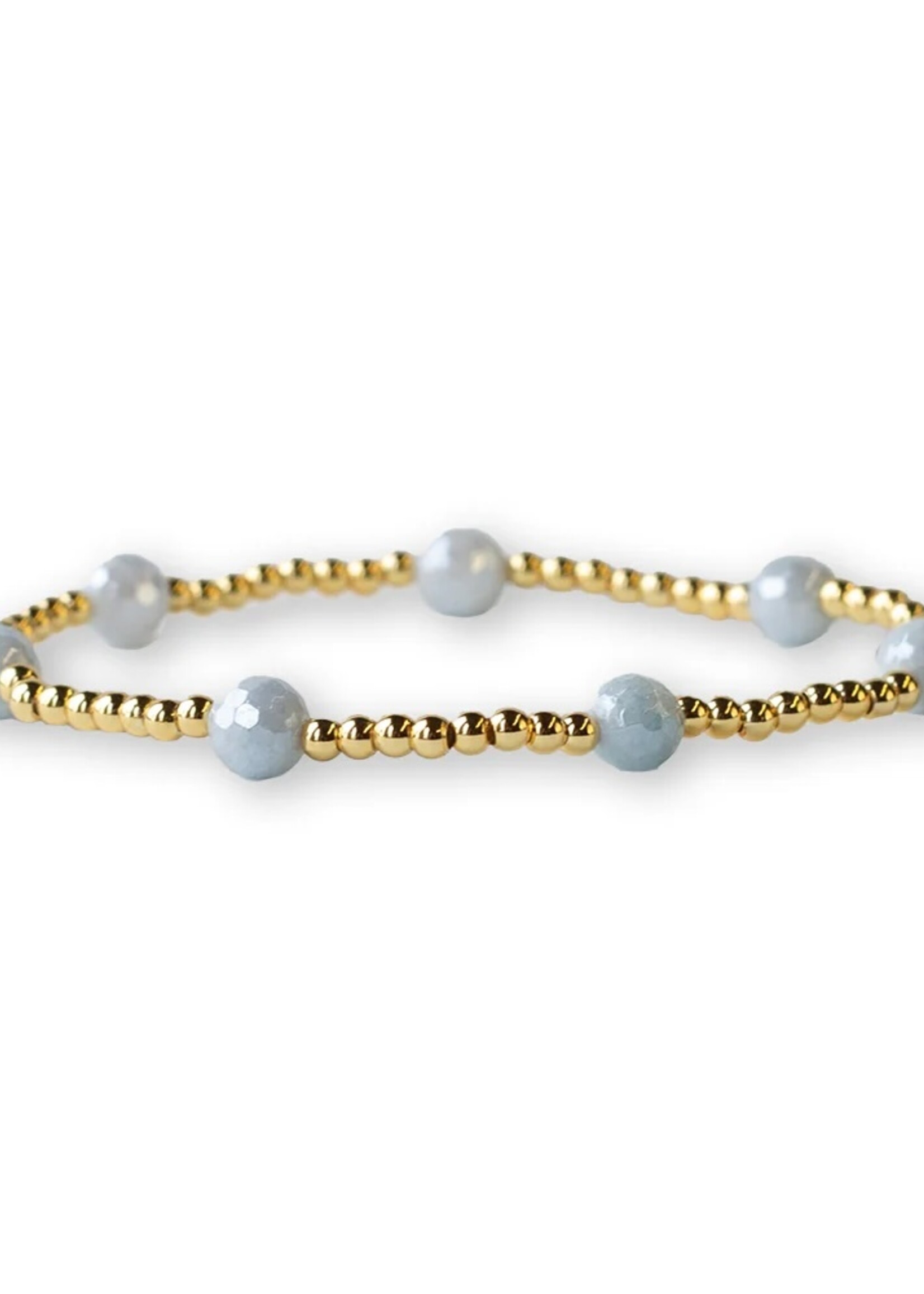 Lenny & Eva Gilded Gold Beaded Bracelet - Dot Aquamarine
