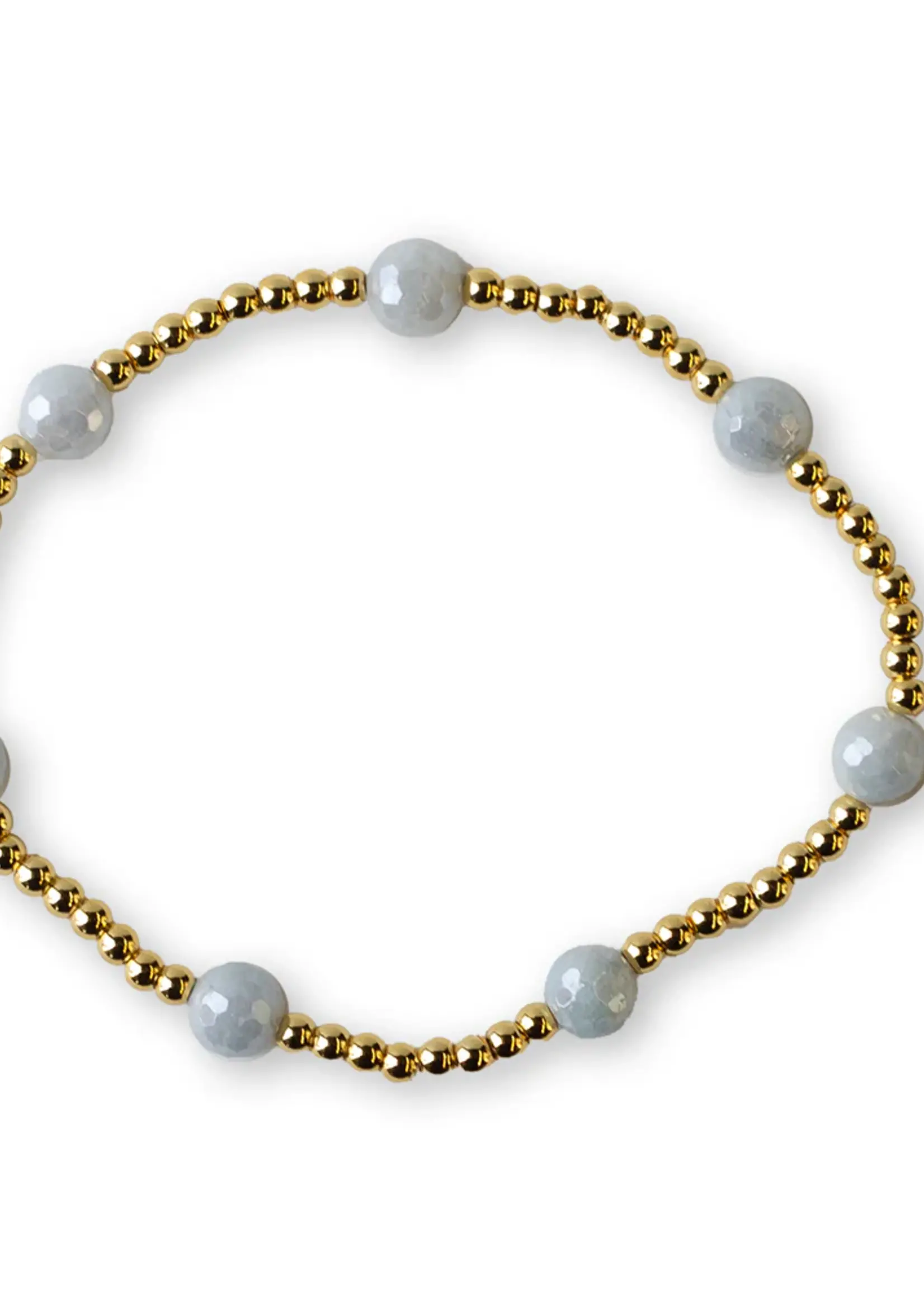 Lenny & Eva Gilded Gold Beaded Bracelet - Dot Aquamarine