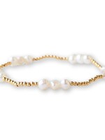 Lenny & Eva Gilded Gold Beaded Stretch Bracelet - Trio Pearl