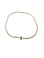 erin gray 2mm Gold Filled CURE  Mother of Pearl Charm Bracelet - 7"