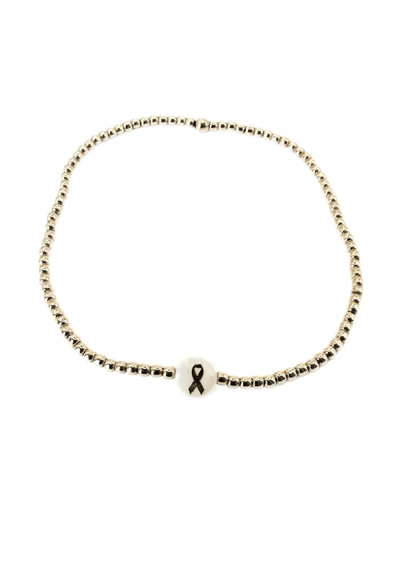 erin gray 2mm Gold Filled CURE  Mother of Pearl Charm Bracelet - 7"