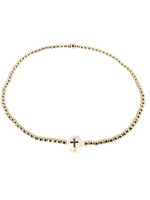 erin gray 2mm Gold Filled Cross Mother of Pearl Charm Bracelet - 7"
