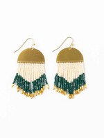 ink+alloy Claudia Curved Pattern Short Beaded Fringe Earrings - Emerald