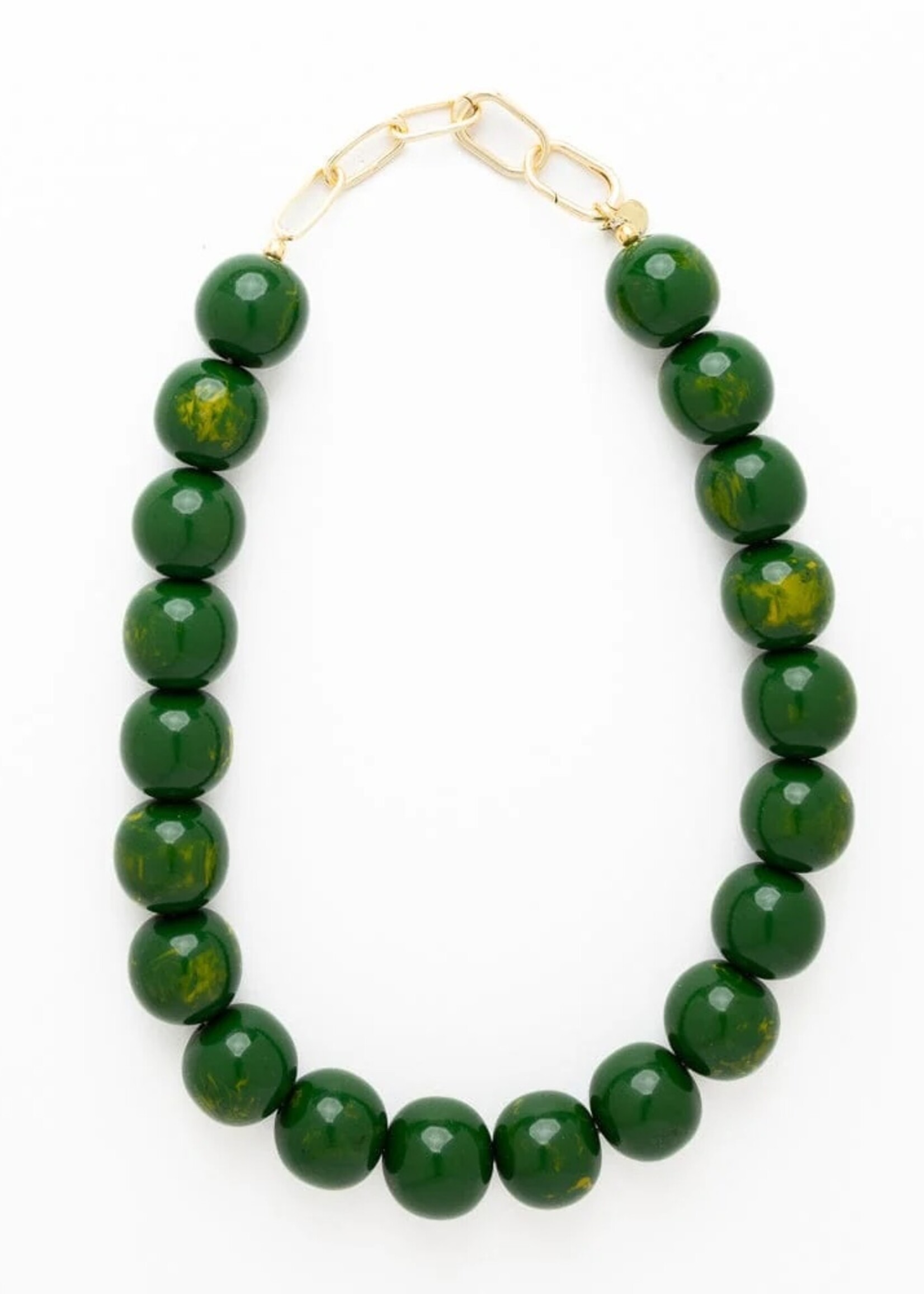 ink+alloy Iris Large Resin Bead Necklace - Green