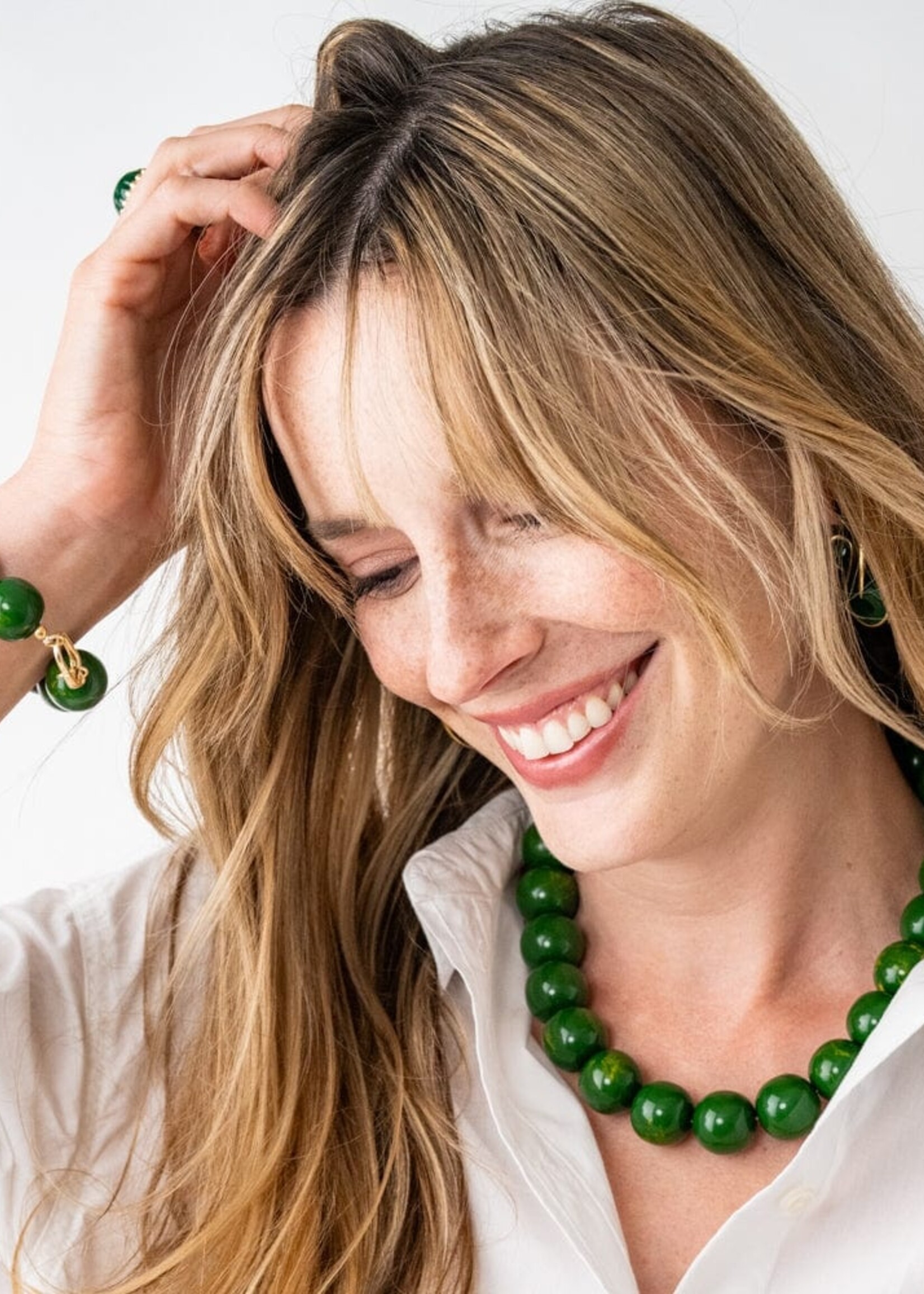 ink+alloy Iris Large Resin Bead Necklace - Green