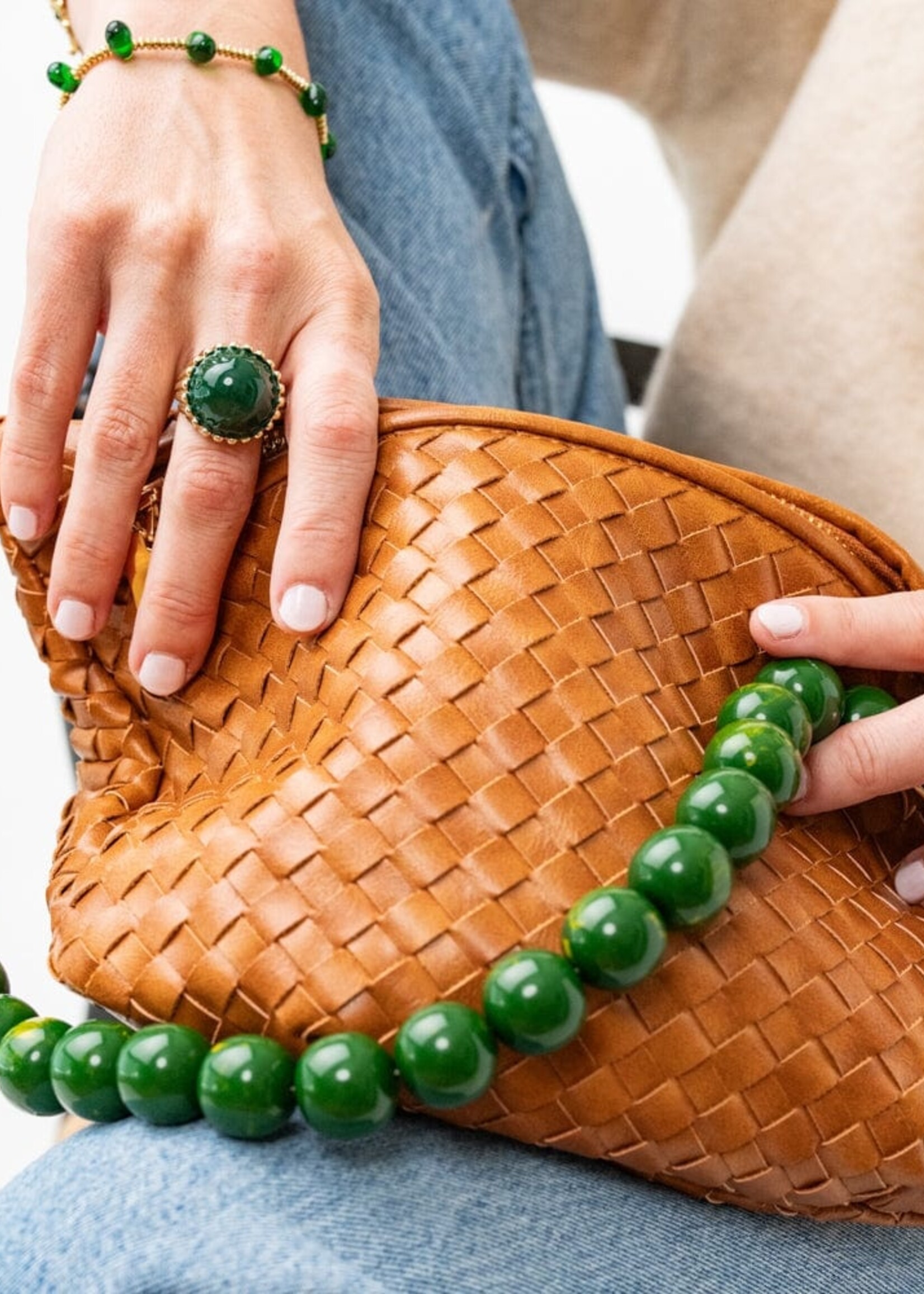 ink+alloy Iris Large Resin Bead Necklace - Green