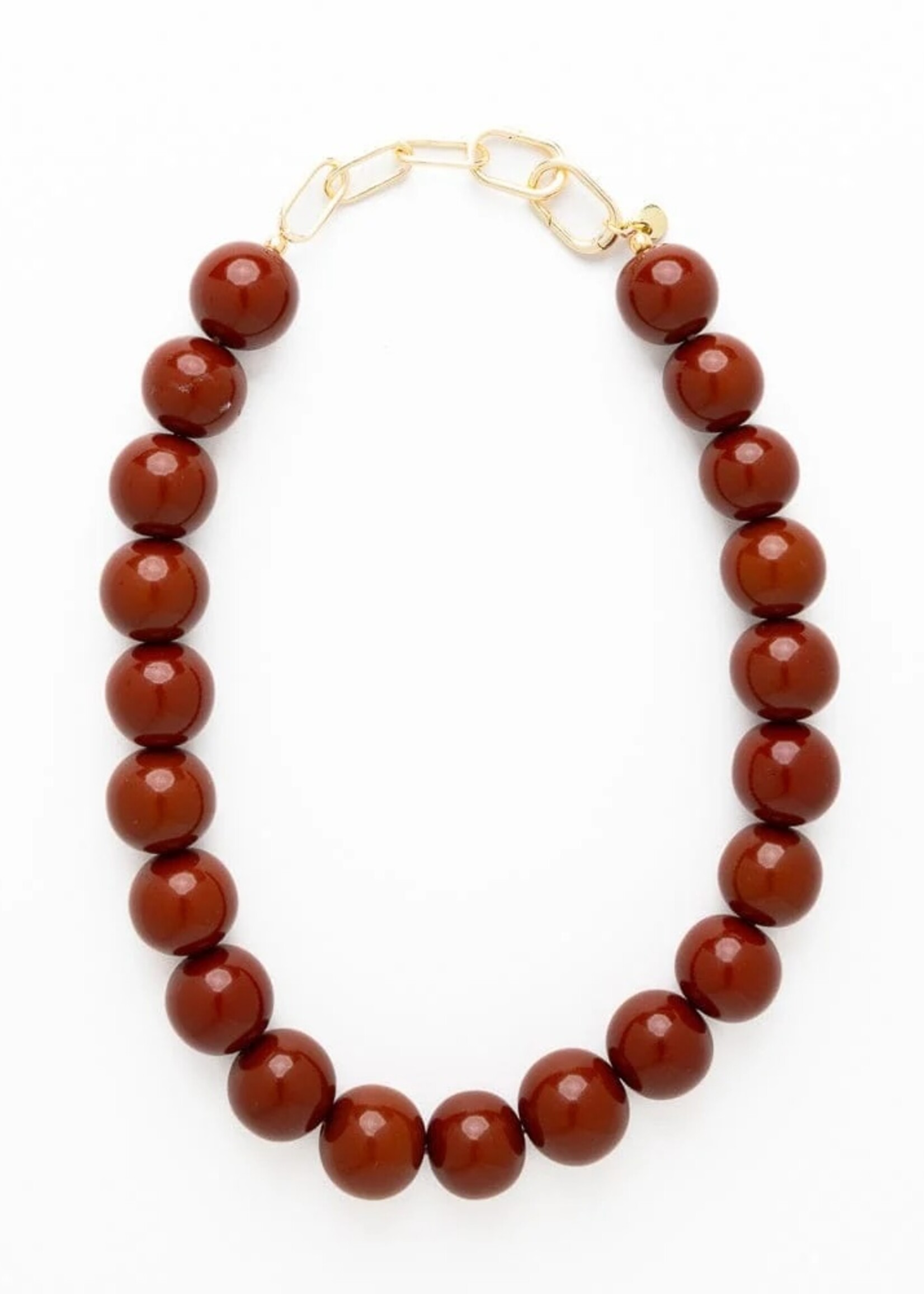 ink+alloy Iris Large Resin Bead Necklace - Brown