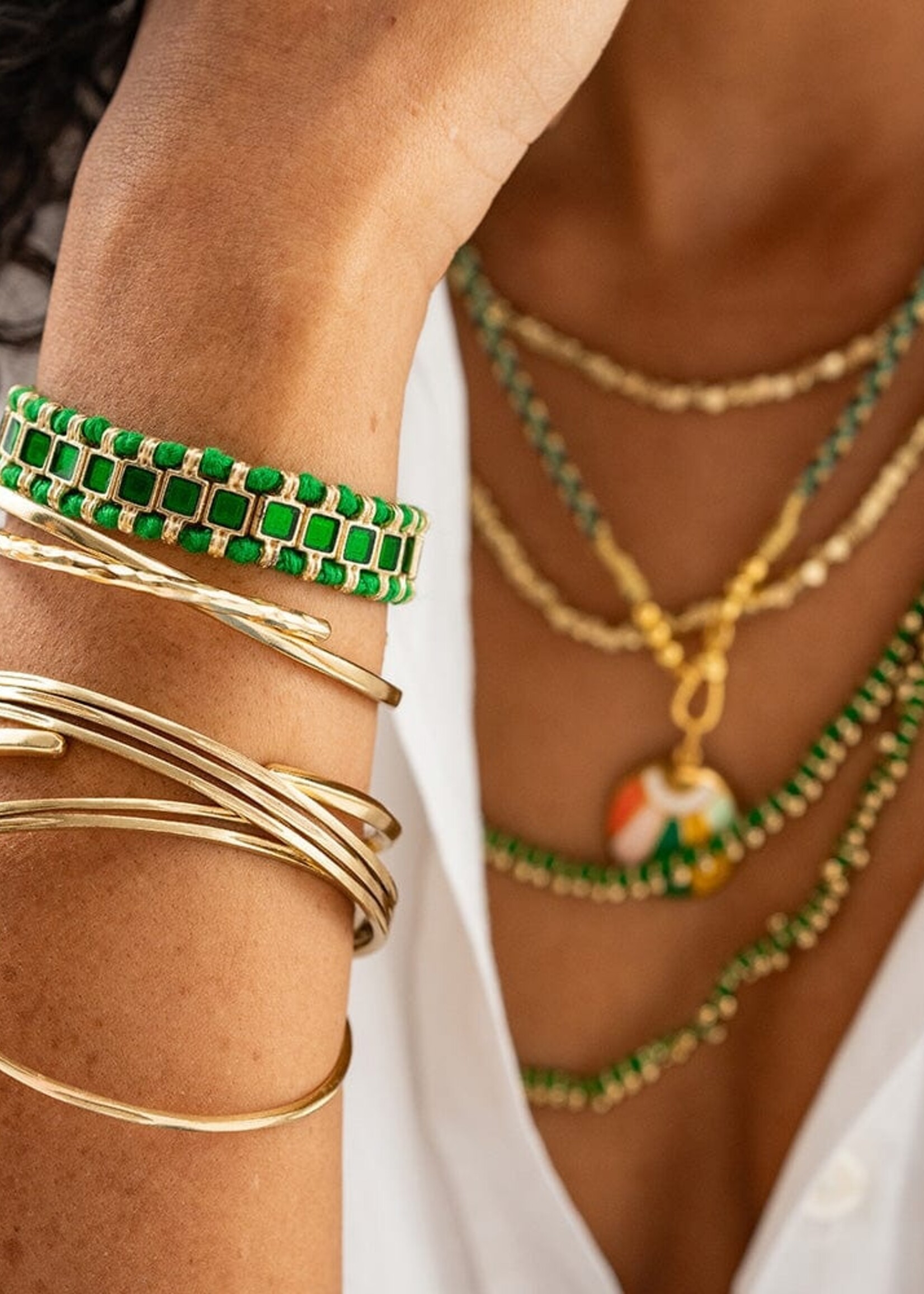 ink+alloy Josie Enamel Bracelet - Green