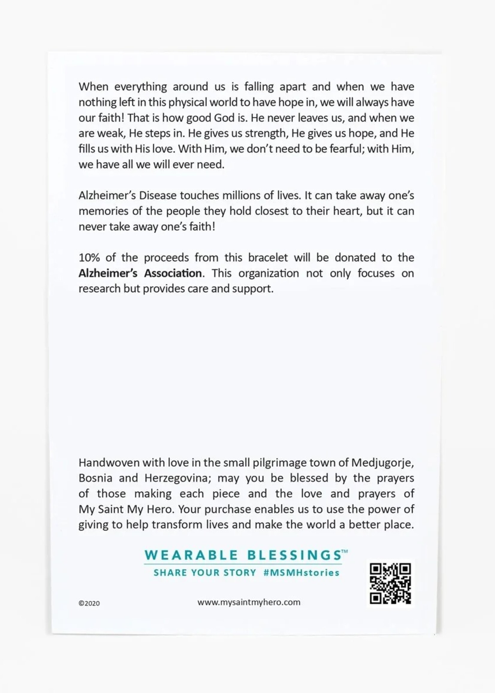 My saint my hero Faith Over Everything Alzheimer's Awareness Bracelet