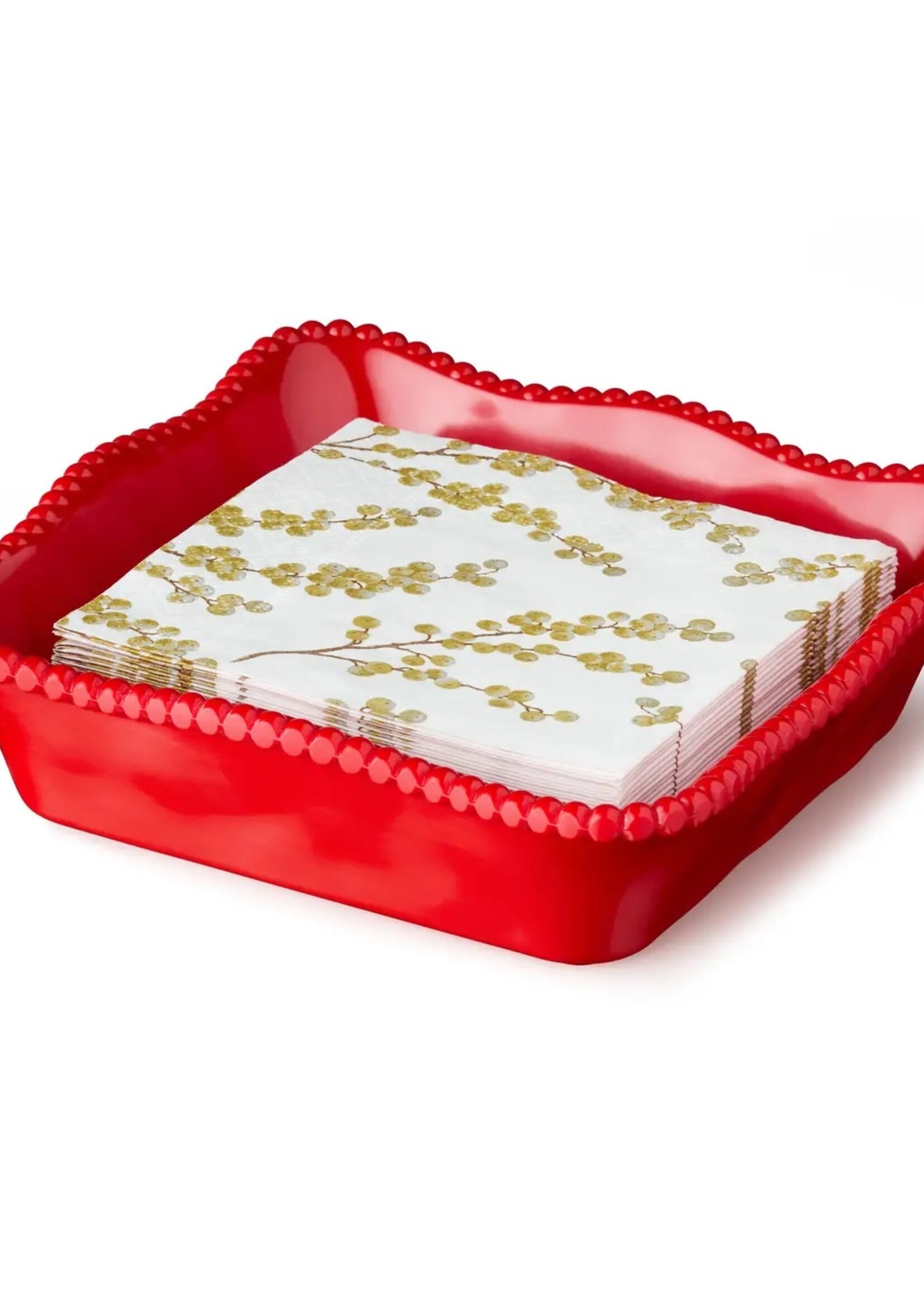 certified international Perlette Red Cocktail Napkin Holder