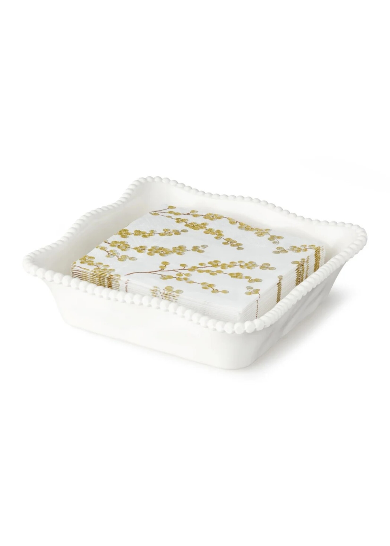 certified international Perlette Cream Melamine Cocktail Napkin Holder