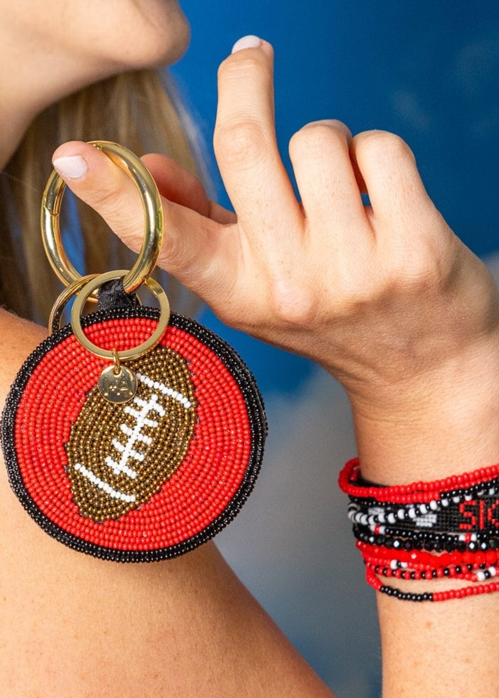 ink+alloy Gameday Football Seed Bead Key Ring