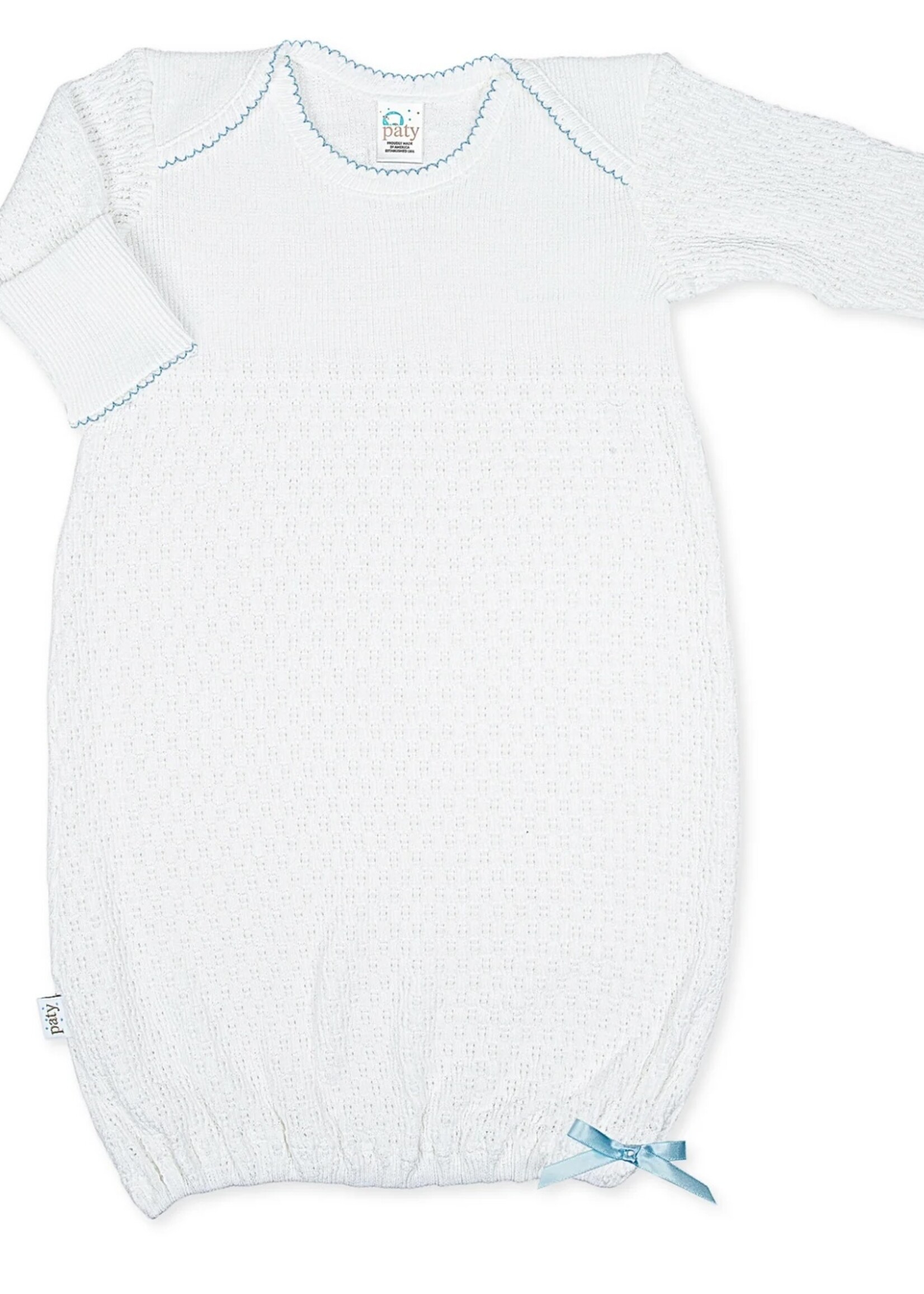 Paty Knit Overlap Shoulder Gown - Blue/Newborn