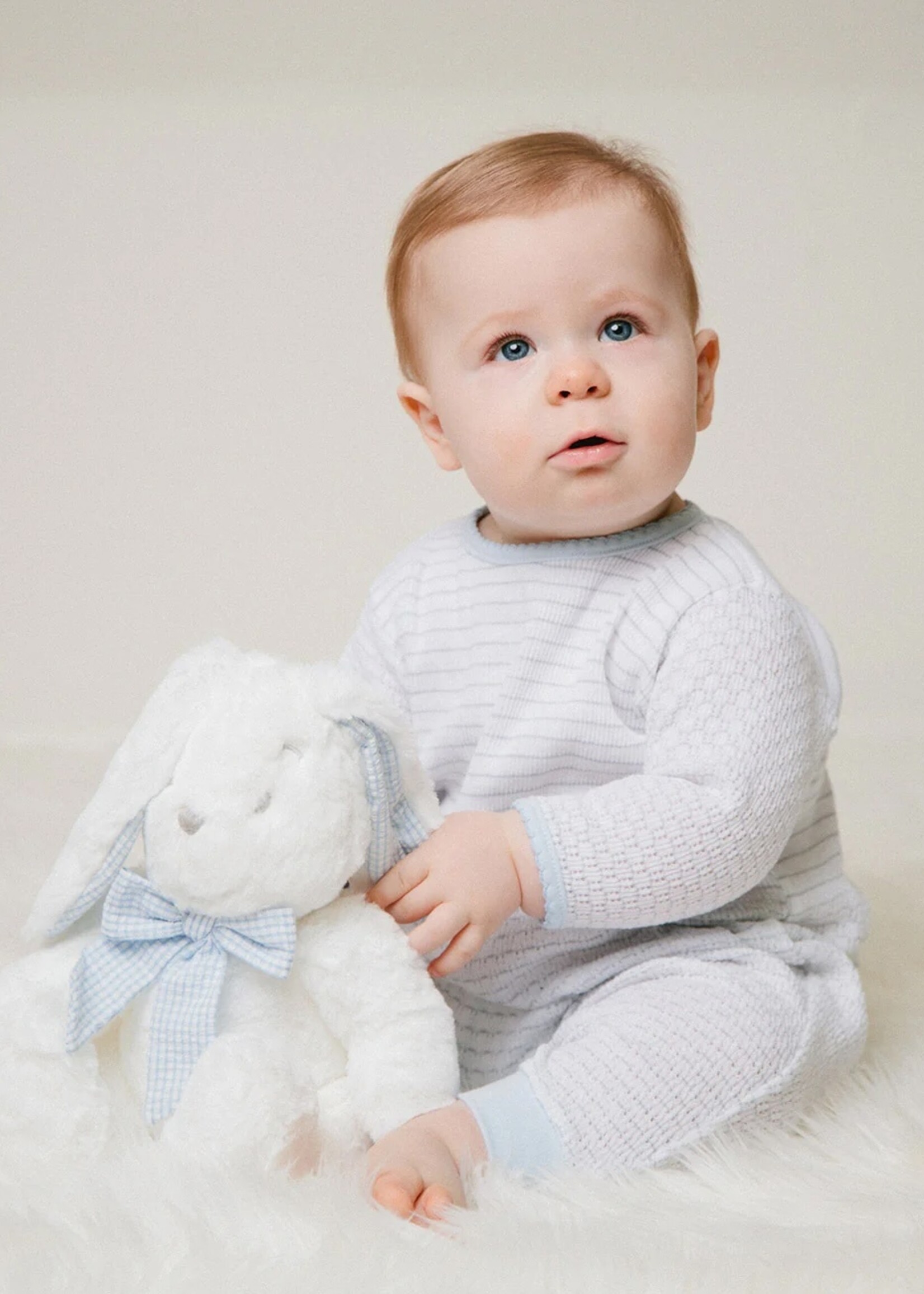 Paty Paty Knit Romper w/Pima Binding - Blue/3 Months