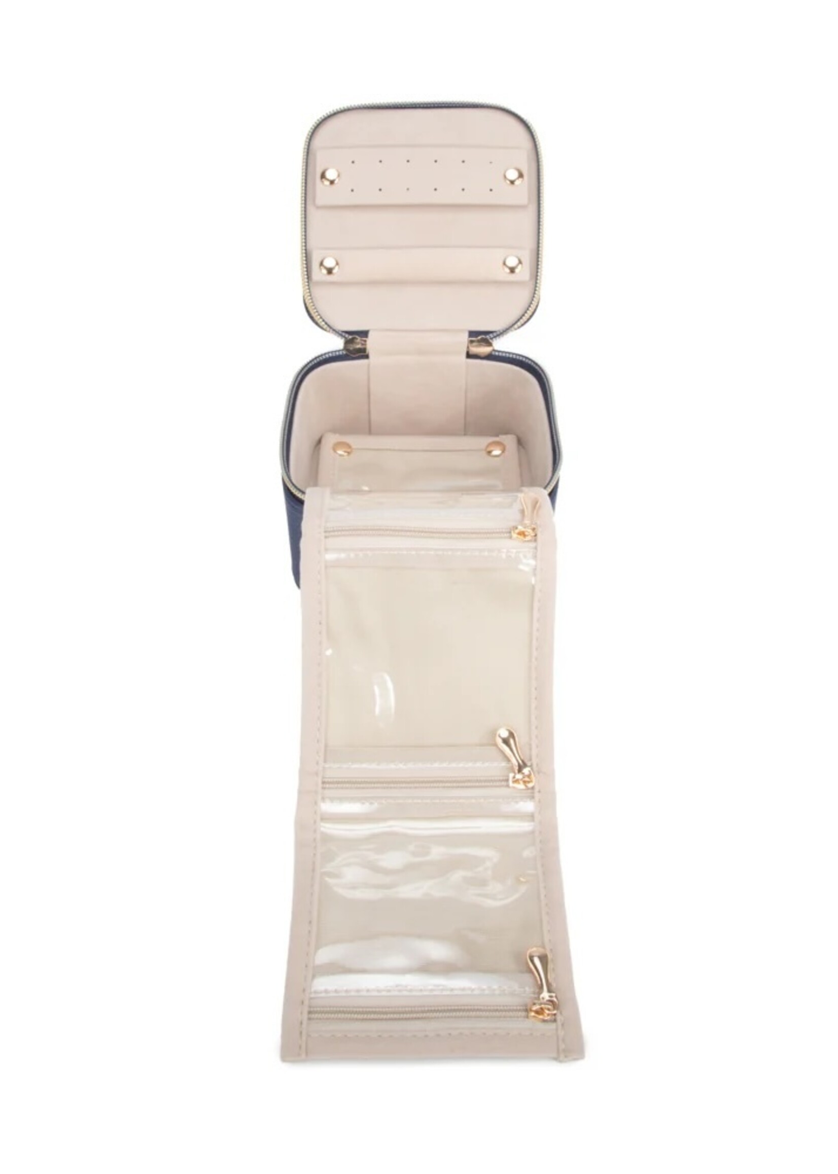 Brouk & Co Leah Travel Jewelry Case with Pouch -Navy