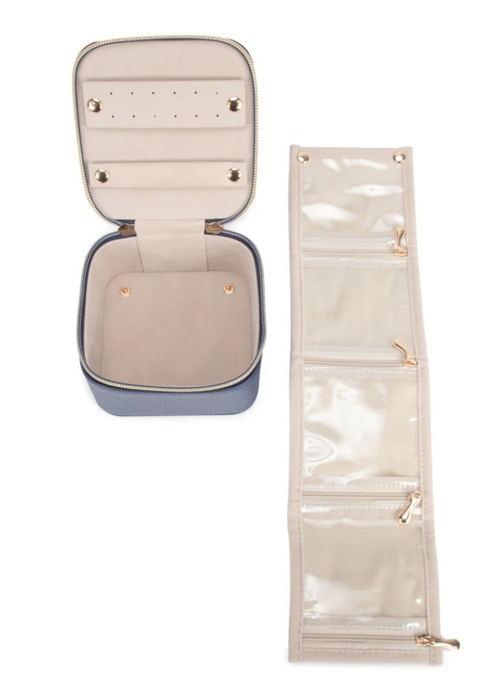 Brouk & Co Leah Travel Jewelry Case with Pouch -Navy