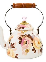 Mackenzie-Childs Wild Rose White 3 Quart Tea Kettle