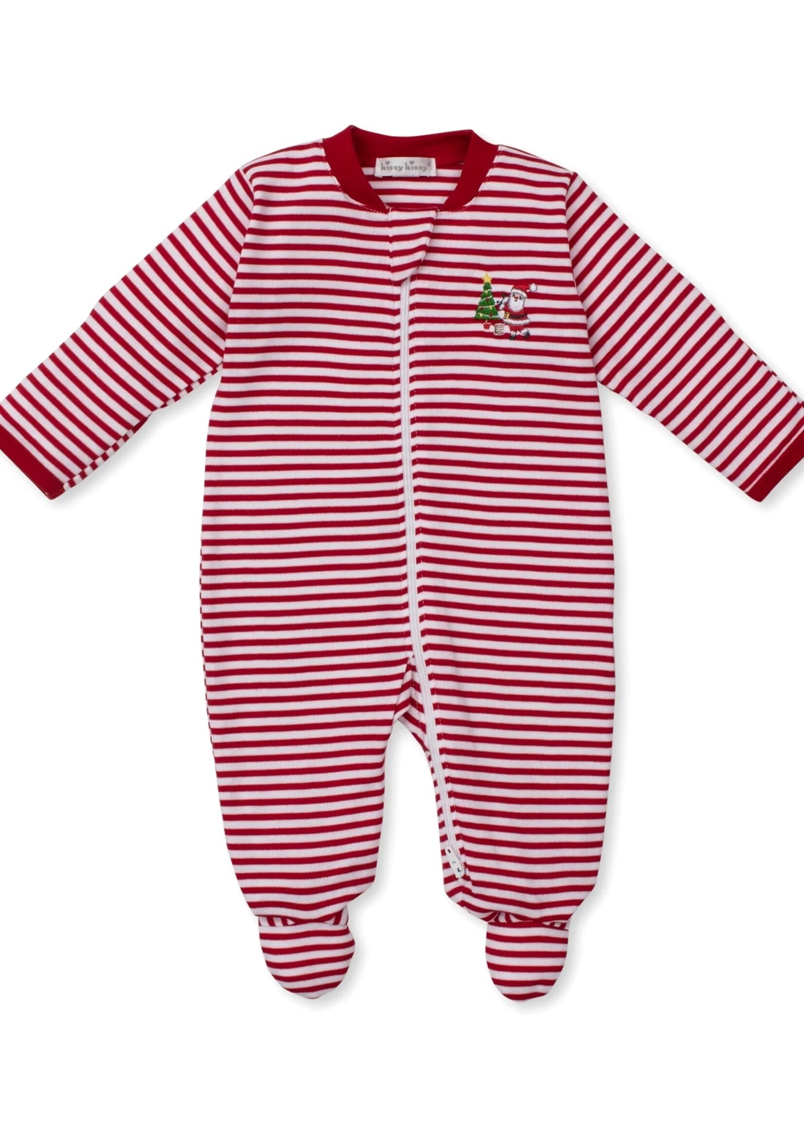 Kissy Kissy Christmas Capers Stripe Zip Footie