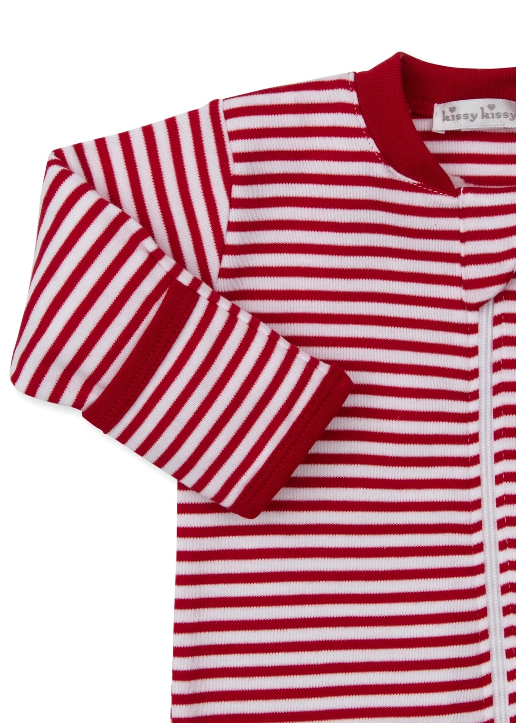 Kissy Kissy Christmas Capers Stripe Zip Footie