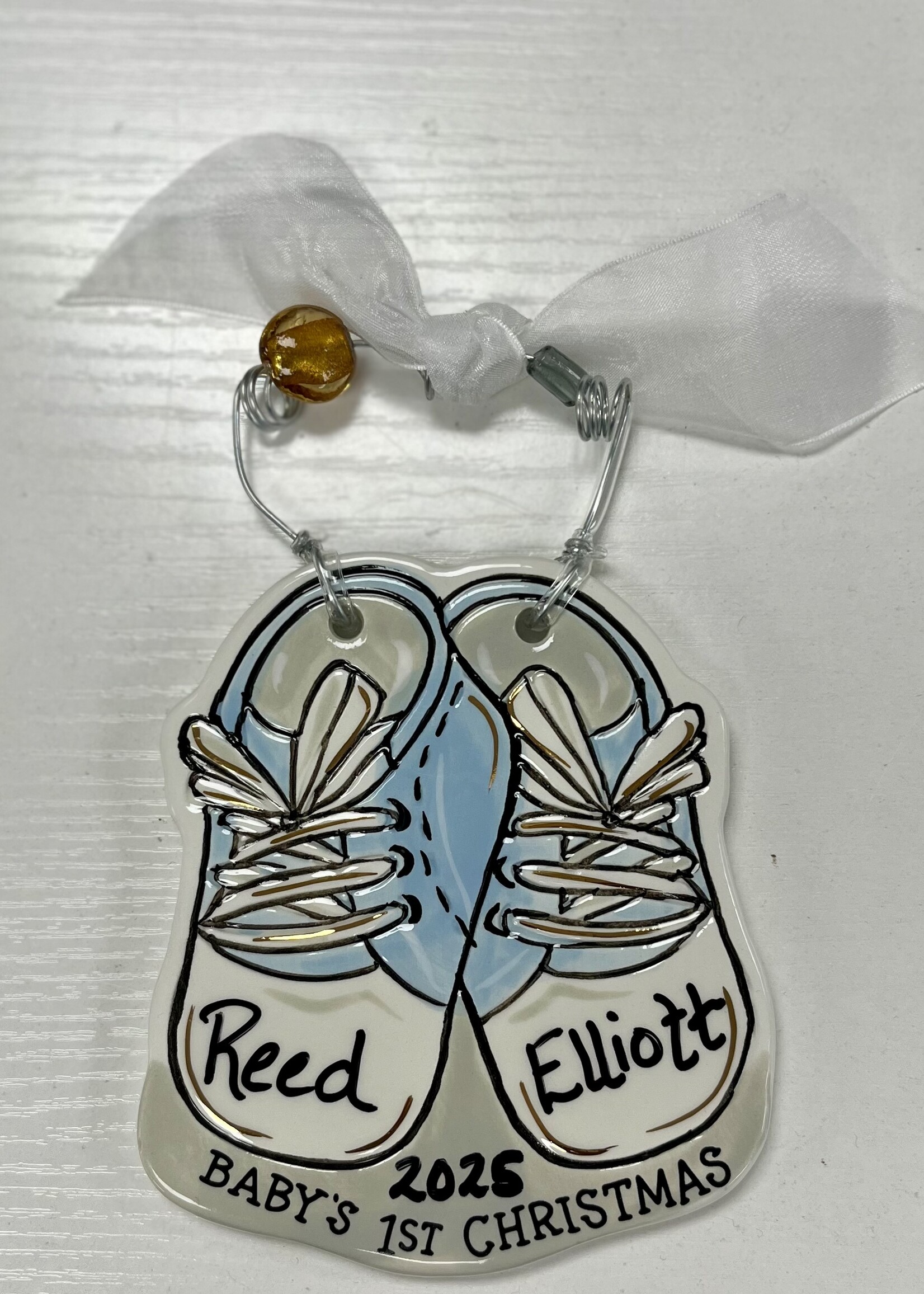 Glory Haus Baby's First Christmas Shoe Ornament - Blue