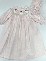 Delaney Red Mini Dot Smocked Santa Daygown & Bonnet