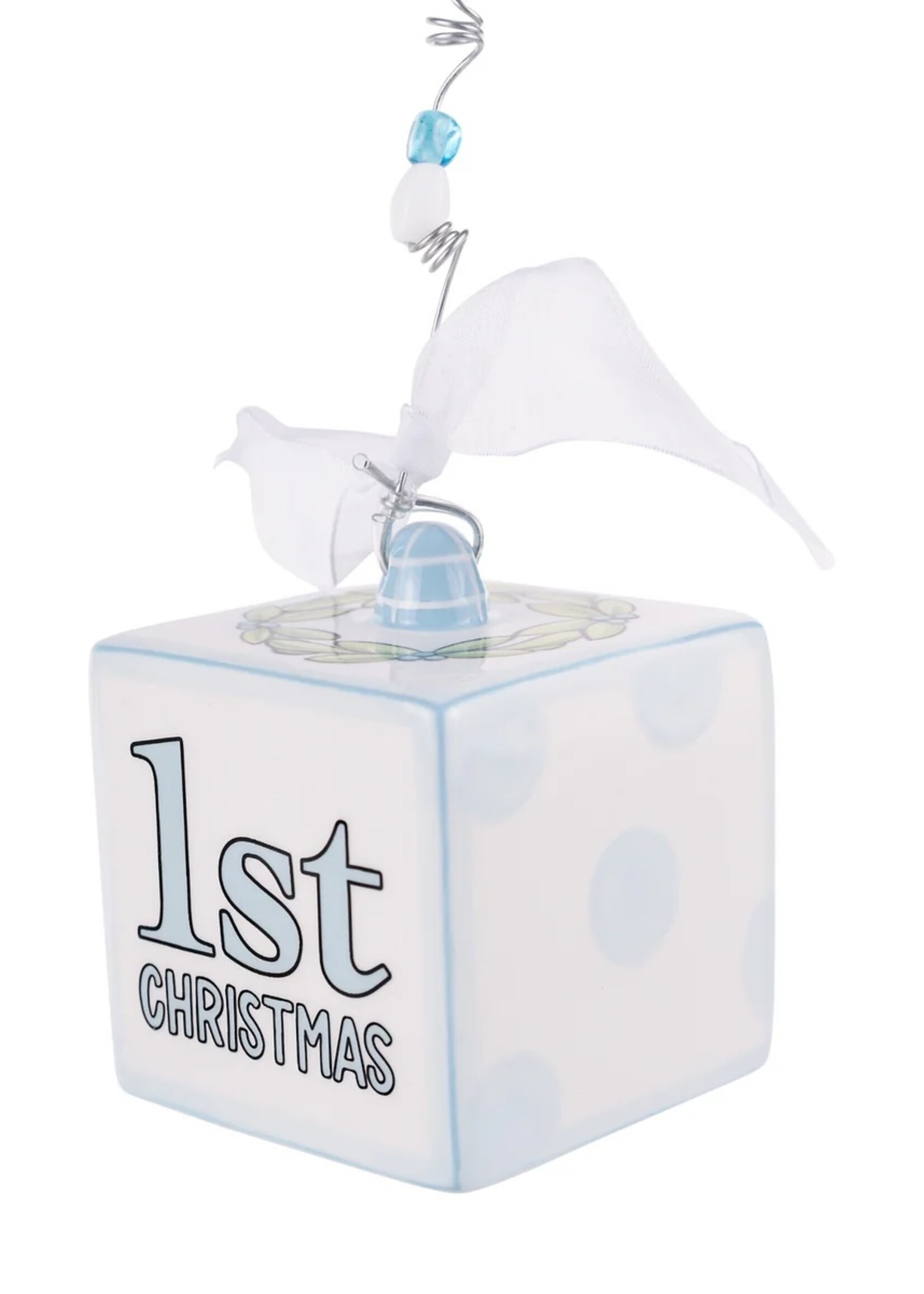 Glory Haus Personalized Baby's First Christmas Block Ornament - Blue