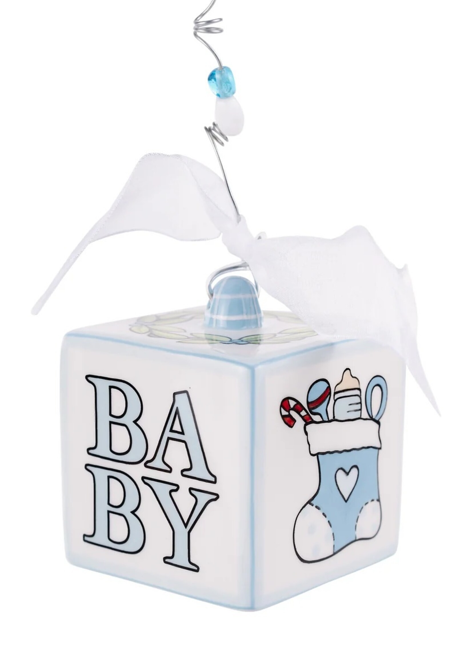 Glory Haus Personalized Baby's First Christmas Block Ornament - Blue
