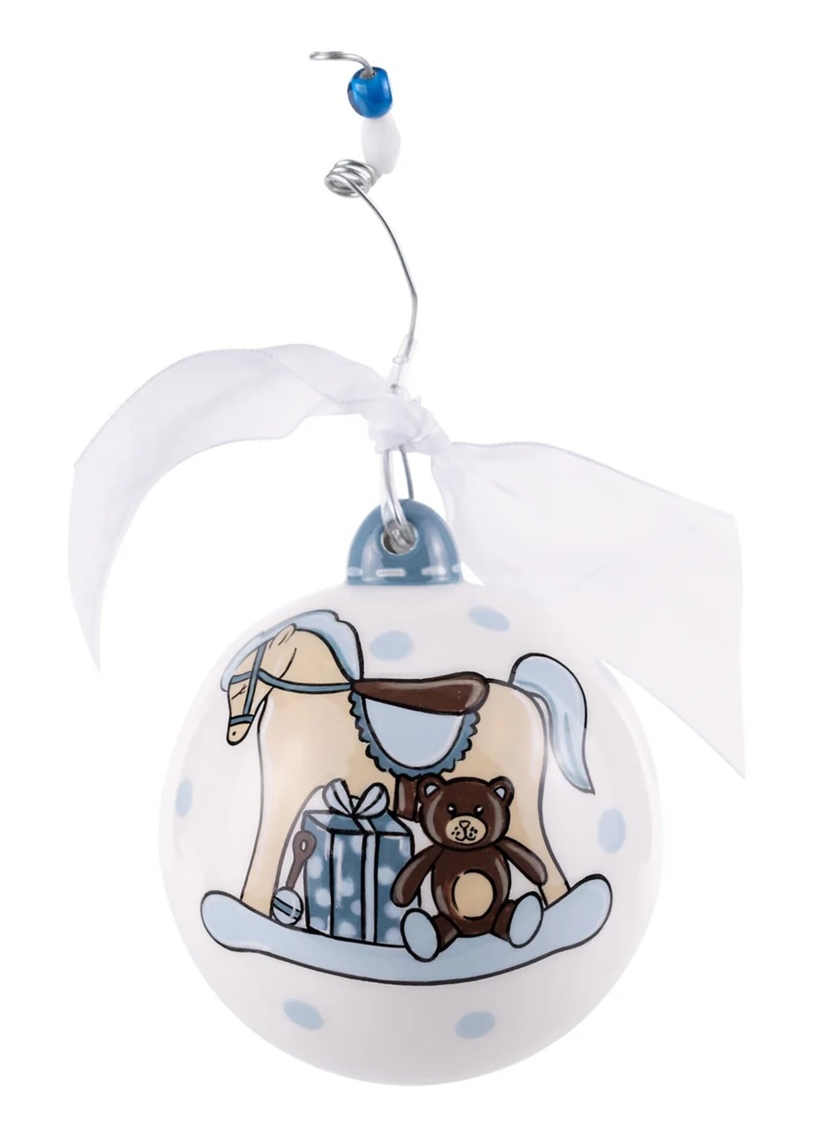 Glory Haus Personalized Baby's 1st Christmas Rocking Horse Ornament - Blue