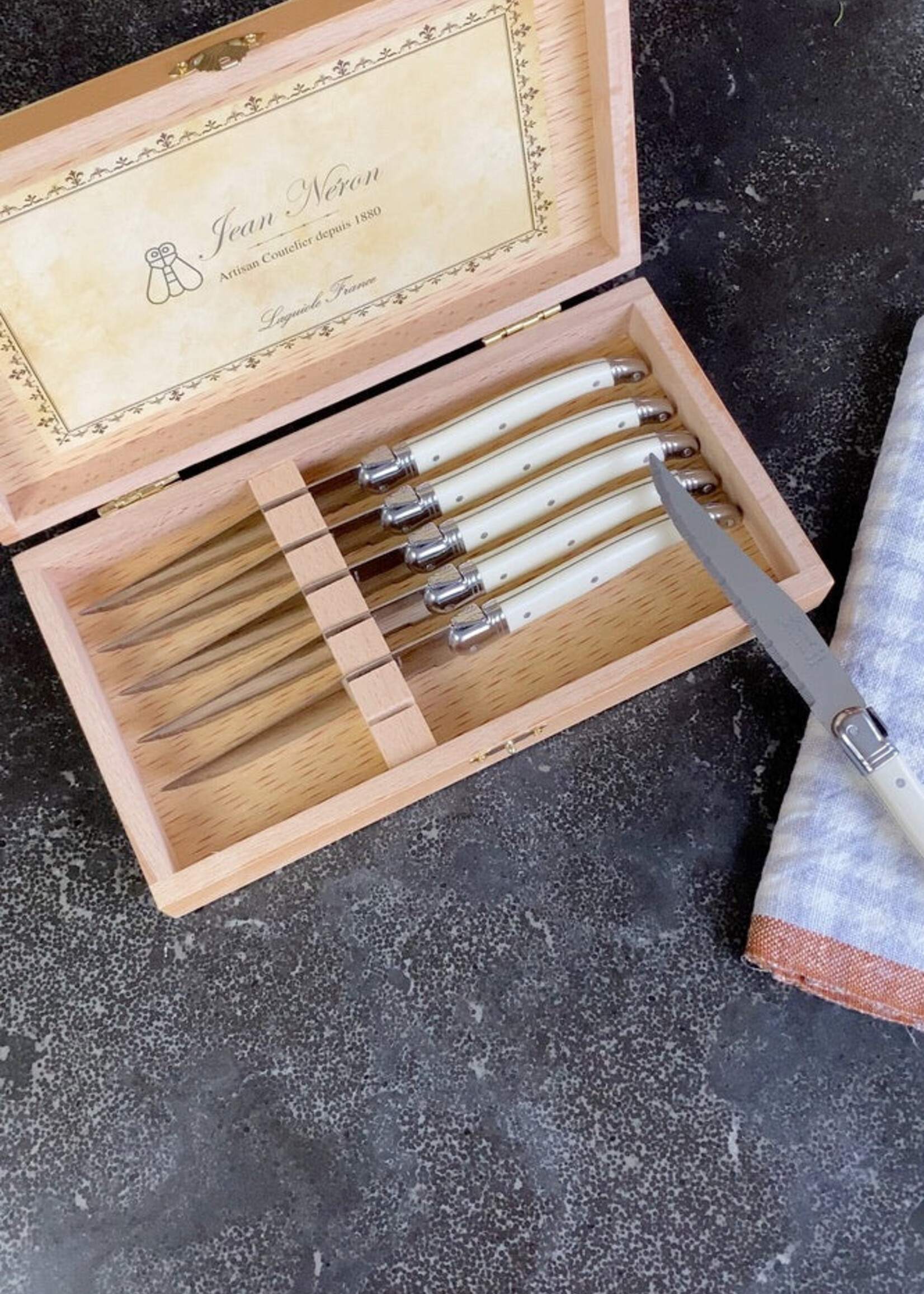 Be Home Laguiole 6 Pc Steak Knife Set in Wooden Box