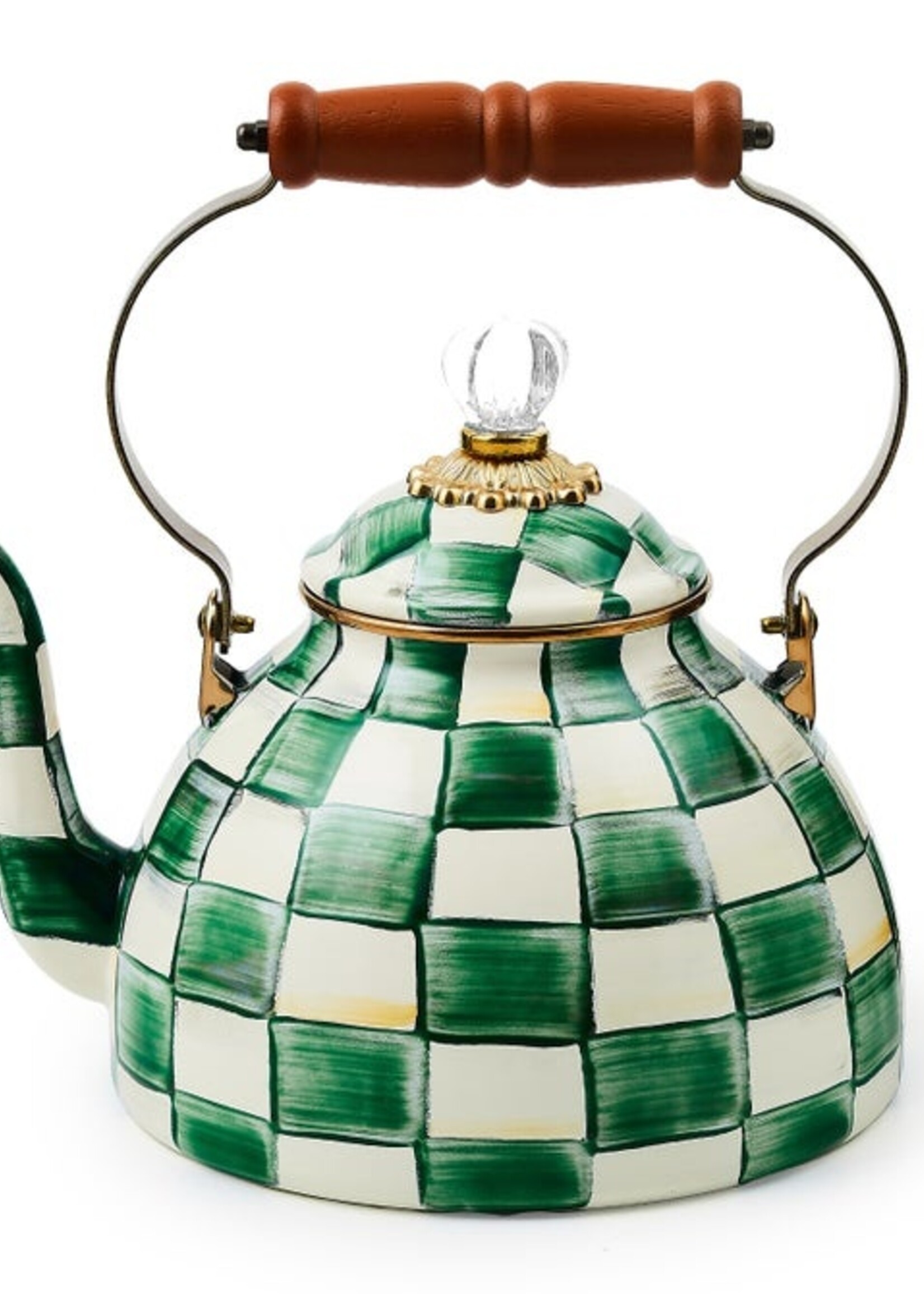 Mackenzie-Childs Emerald Check 3 Quart Tea Kettle