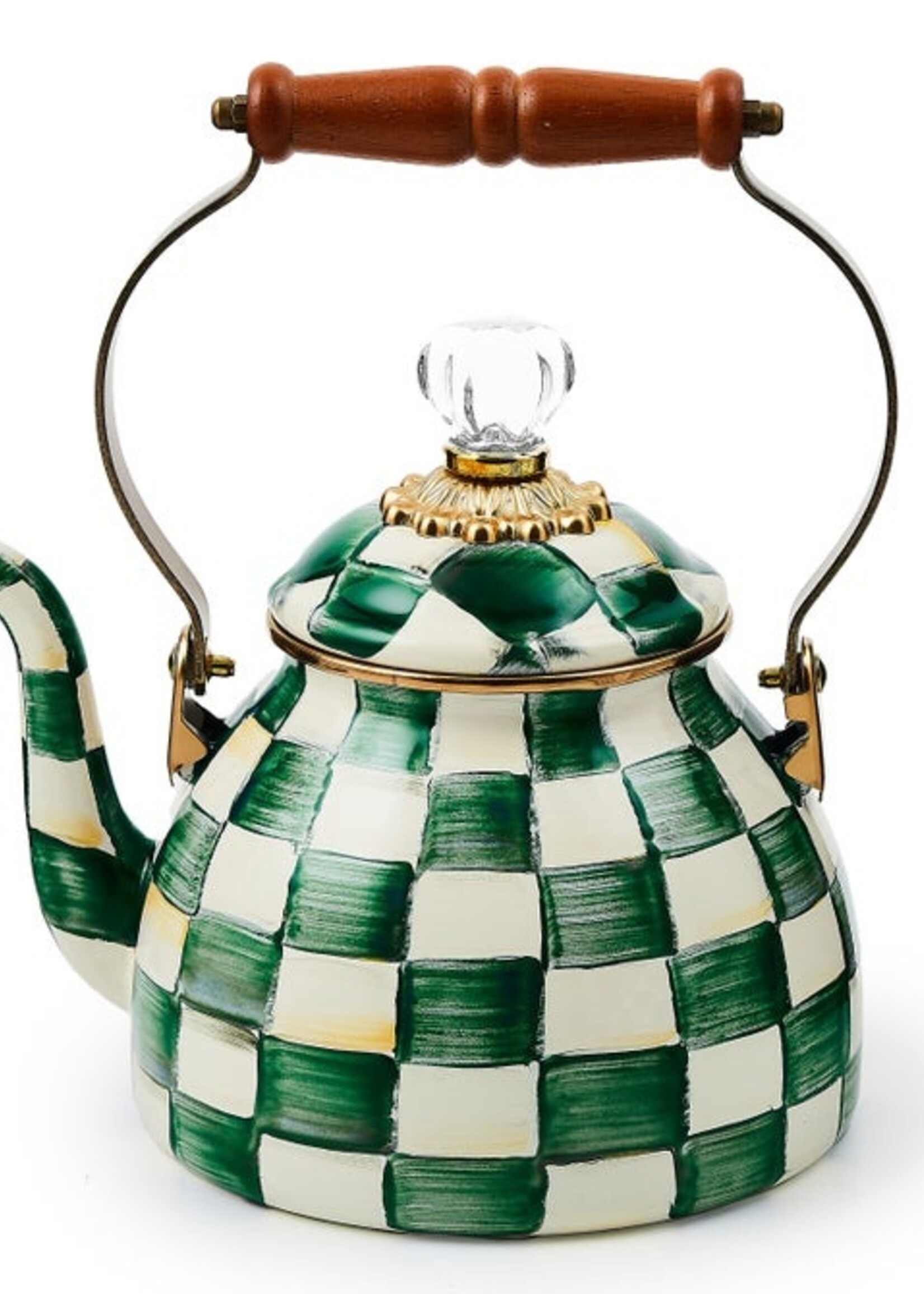 Mackenzie-Childs Emerald Check 2 Quart Tea Kettle