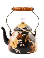 Mackenzie-Childs Wild Rose Brown 2 Quart Tea Kettle