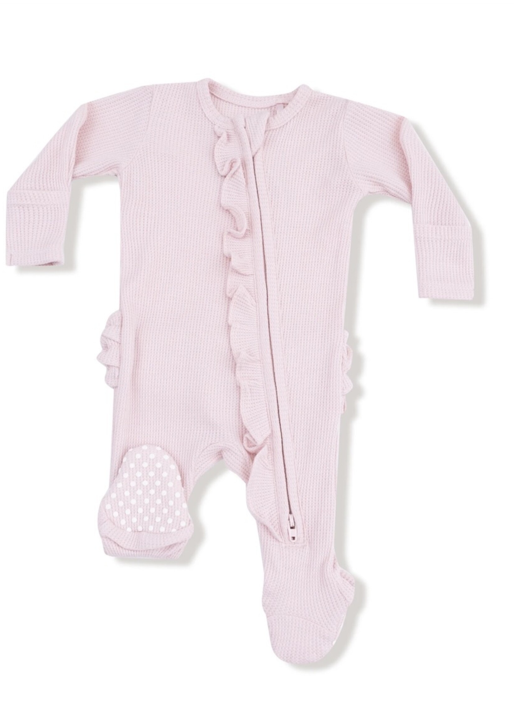 Angel Dear Basics Veiled Pink 2 Way Zipper Ruffle Footie