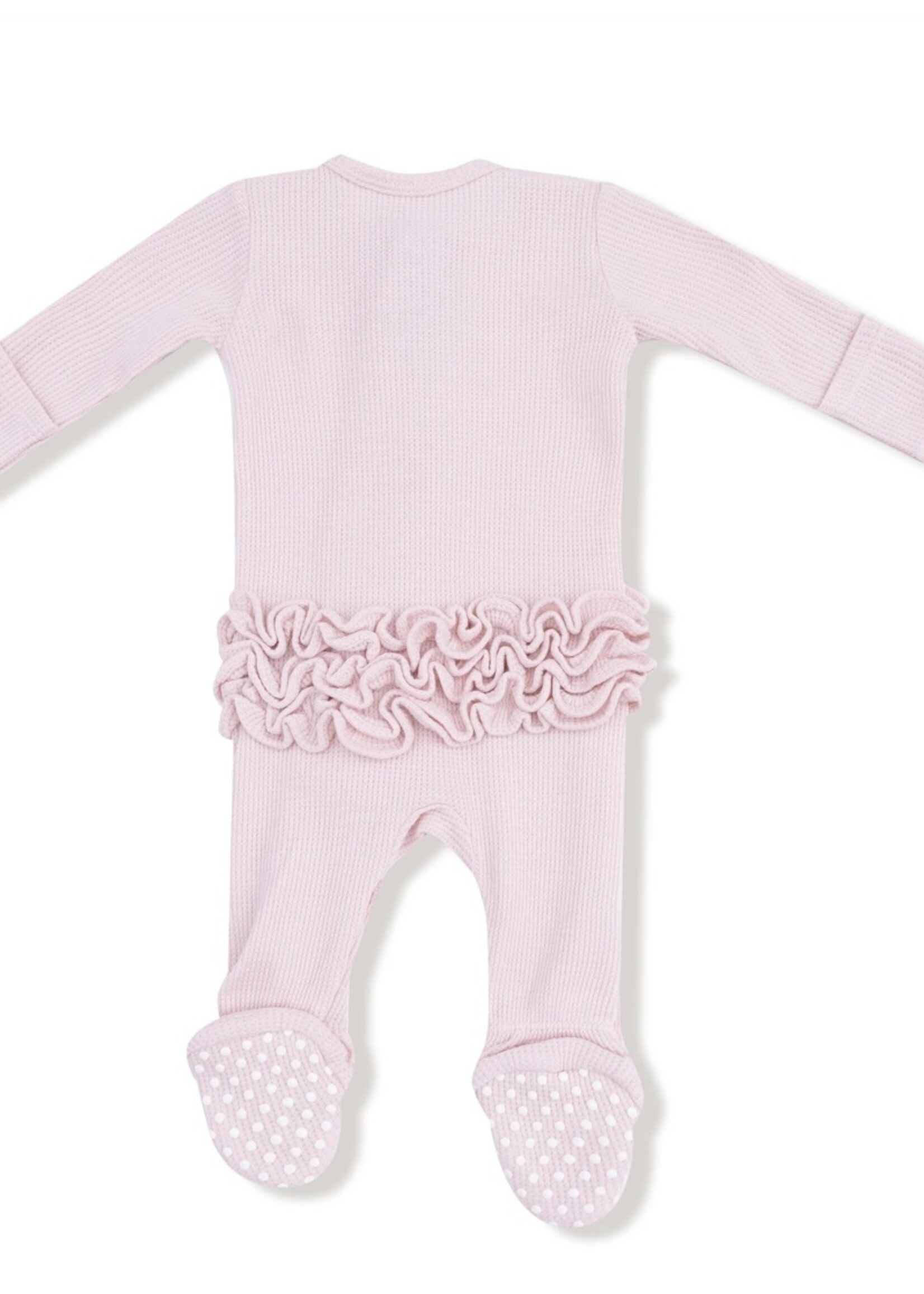 Angel Dear Basics Veiled Pink 2 Way Zipper Ruffle Footie