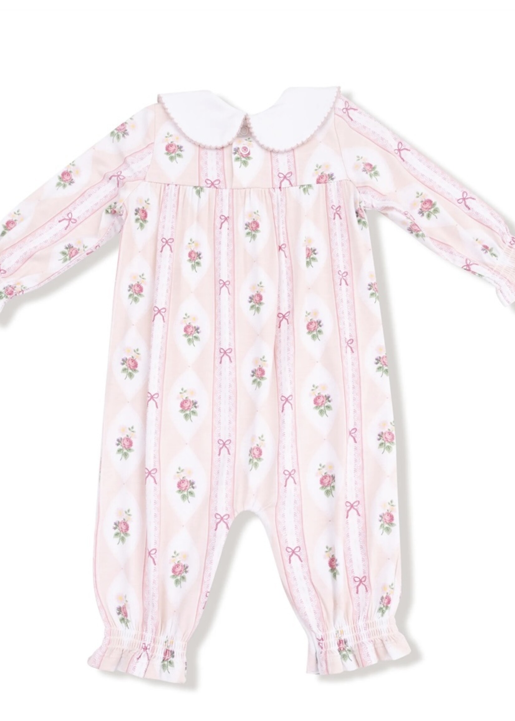 Angel Dear Ogee Lace Floral Smocked Romper