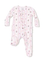 Angel Dear Ogee Lace Floral 2 Way Ruffle Zipper Footie