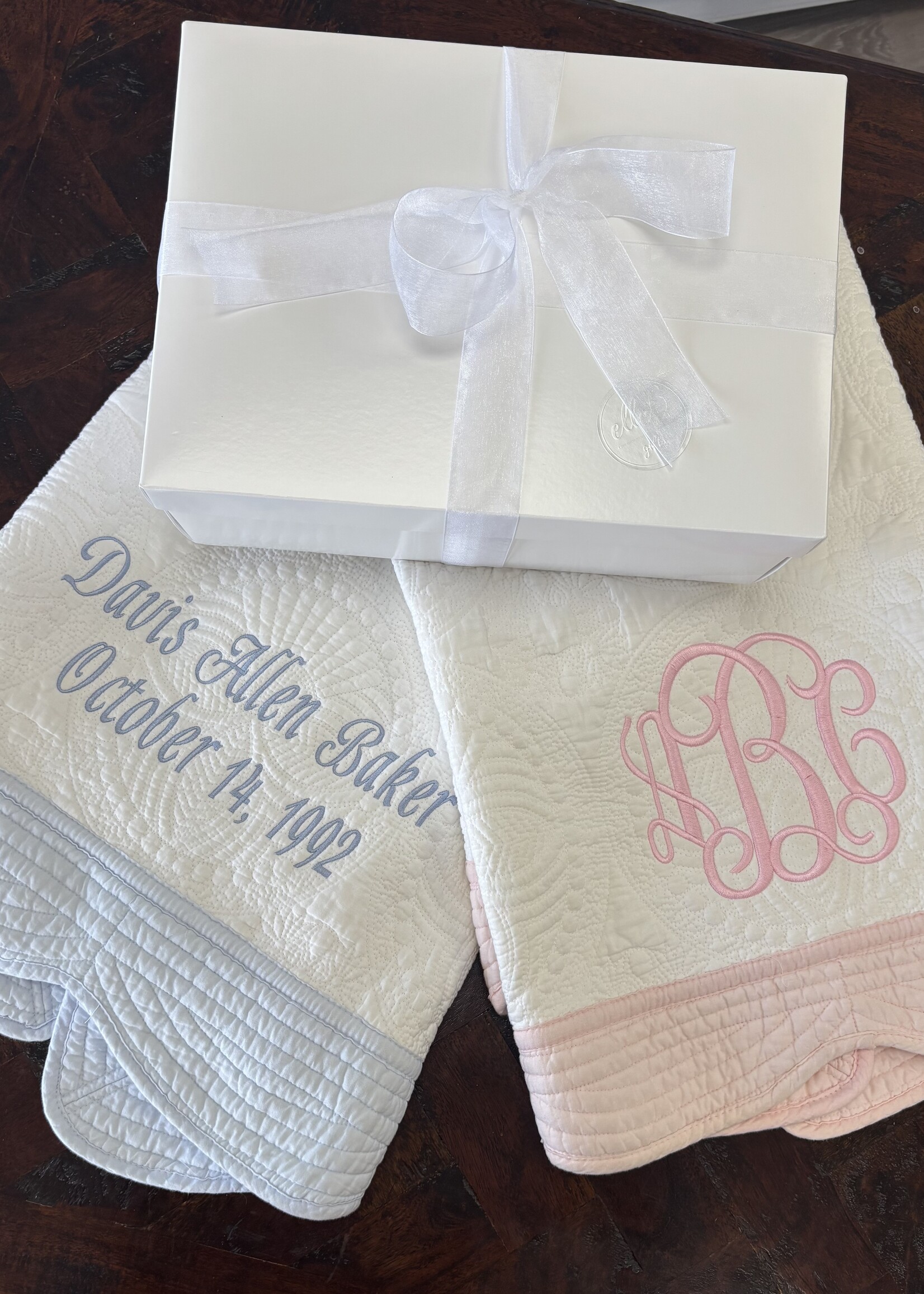 elleB Monogrammed Heirloom Quilt