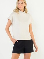 THML Short Sleeve Suede Top